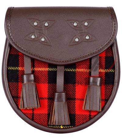Scottish Sporran Wallace Tartan Brown Leather