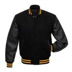 Letterman Black Wool & Leather Sleeves Jacket