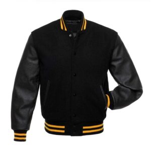 Letterman Black Wool & Leather Sleeves Jacket