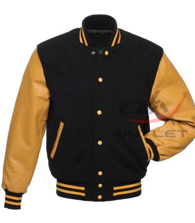 Letterman Black Wool Jacket & Leather Sleeves