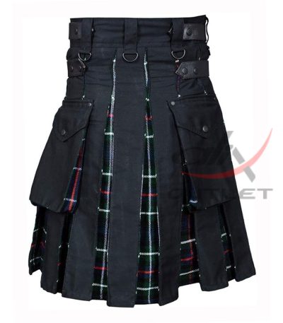 Hybrid Utility Kilts - Black Cotton & Mackenzie Tartan Kilt