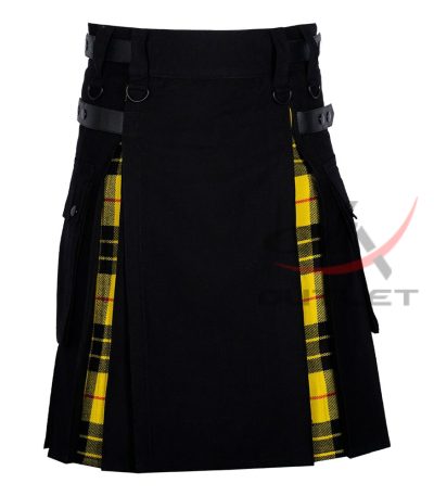 Hybrid Utility Kilts - Black Cotton & MacLeod of Lewis Tartan Kilt