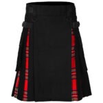 Hybrid Utility Kilts - Black Cotton & Royal Stewart Tartan Kilt