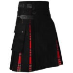 Hybrid Utility Kilts - Black Cotton & Royal Stewart Tartan Kilt - Image 2