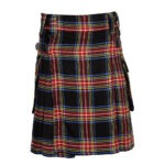 Black Stewart Tartan Kilt Modern Utility Kilts