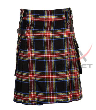 Black Stewart Tartan Utility Kilt
