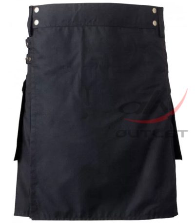 Solid Black Tartan Mini Billie Kilt