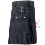 Solid Black Tartan Mini Billie Kilt - Image 2
