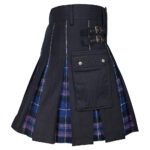 Hybrid Utility Kilts - Black Cotton & Black Watch Tartan Kilt - Image 2