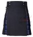Hybrid Utility Kilts - Black Cotton & Black Watch Tartan Kilt