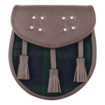 Scottish Sporran Black Watch Tartan Brown Leather