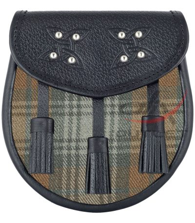 Scottish Sporran Black Watch Weathered Black Leather