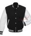 Baseball Jacket Black Wool & White Leather Sleeves