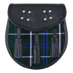 Scottish Sporran Blue Douglas Tartan Black Leather