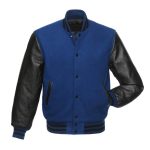 Letterman Royal Blue Wool Jacket Leather Sleeves