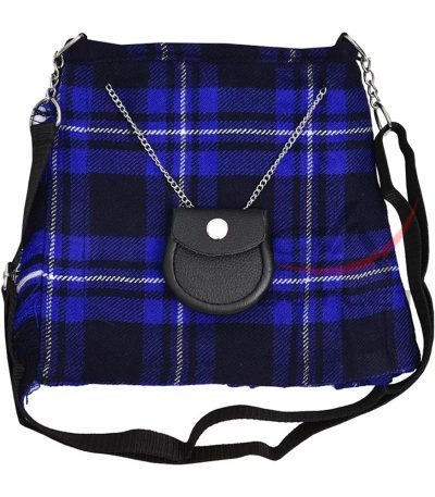 Ladies Purse Blue Tartan Scottish Kilt Shaped