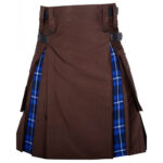 Hybrid Utility Kilts - Brown Cotton & Ramsey Blue Tartan Kilt