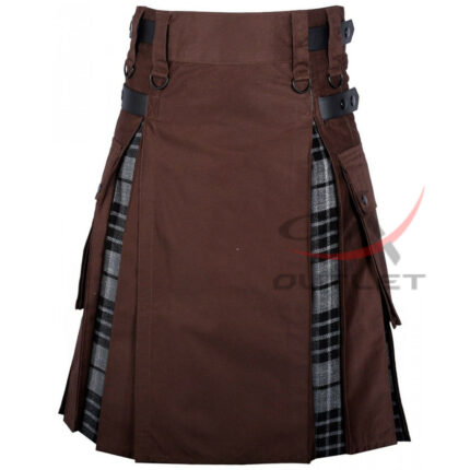 Hybrid Utility Kilts - Brown Cotton & Grey Watch Tartan Kilt