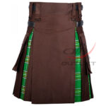 Hybrid Utility Kilts - Brown Cotton & Irish Heritage Tartan Kilt