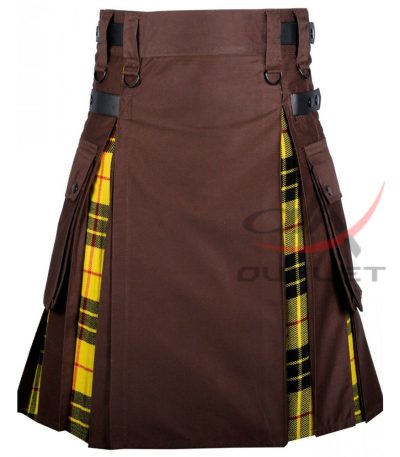 Hybrid Utility Kilts - Brown Cotton & Macleod of Lewis Tartan Kilt