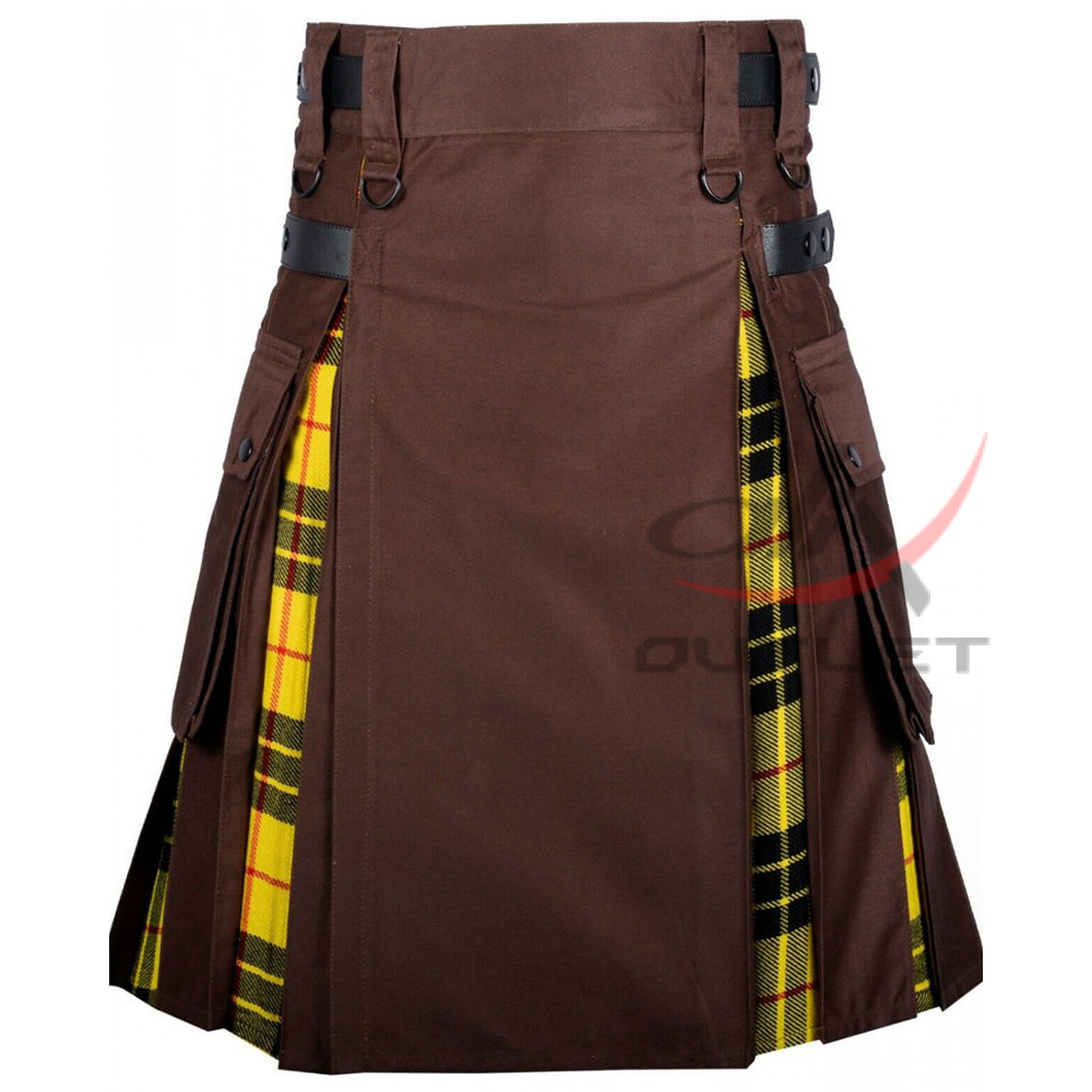 brown-cotton-inner-mc-lewis Hybrid Utility Kilts - Brown Cotton & Macleod of Lewis Tartan Kilt