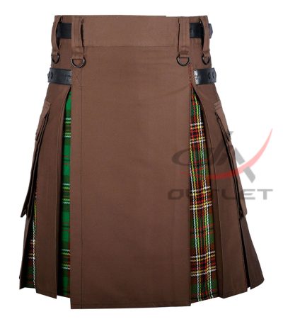 Hybrid Utility Kilts - Brown Cotton & Tara Murphy Tartan Kilt
