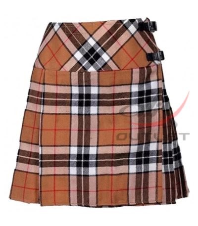 Ladies Camel Thompson Tartan Mini Billie Kilt Mod Skirt