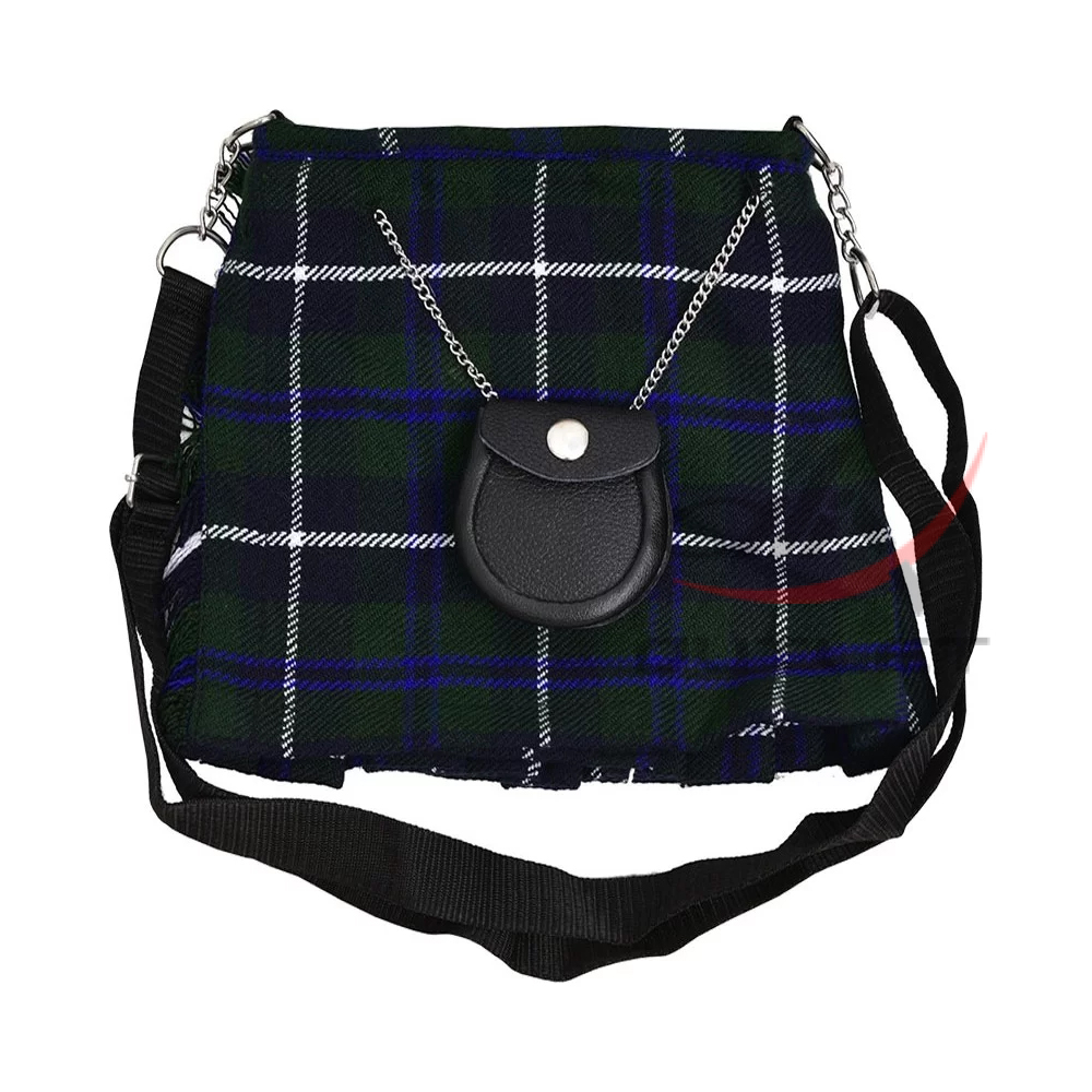 douglas-blue-tartan-purse-1 Douglas Blue Tartan Ladies Kilt Shaped Purse