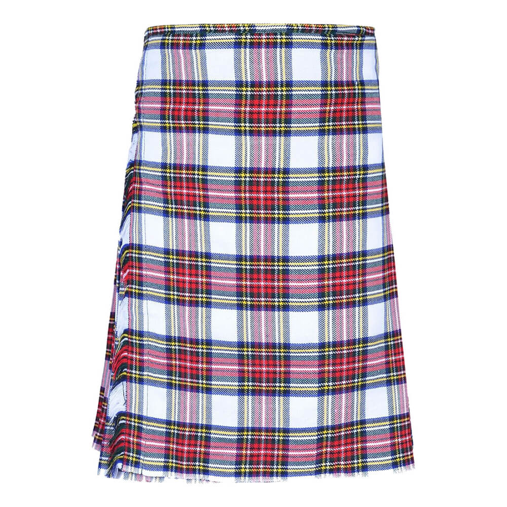 dress-stewart-tartan-traditional-kilt-front Dress Stewart Tartan 8 Yard Kilt for Men Traditional Scottish Kilt - Image 1