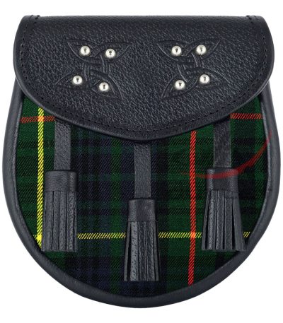 Scottish Sporran Hunting Stewart Tartan Black Leather