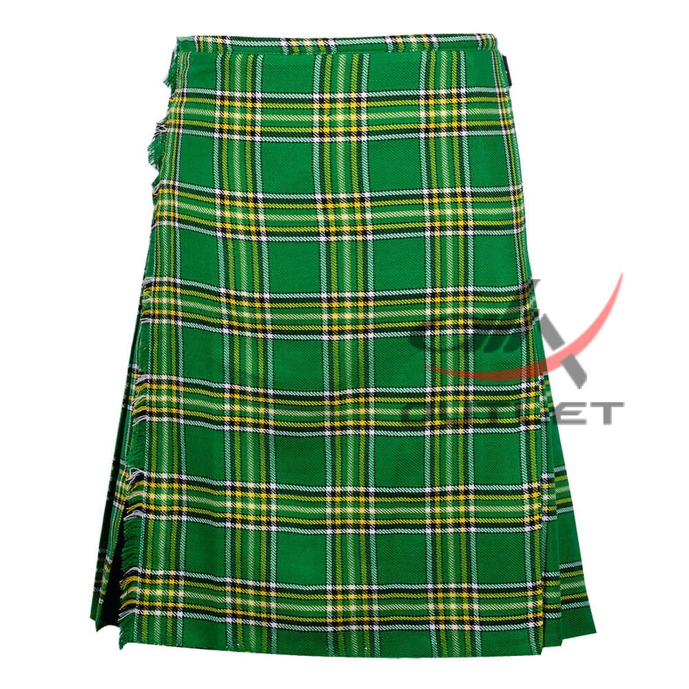 irish-national-tartan-traditional-kilt-front Irish Heritage Tartan 8 Yard Kilt for Men