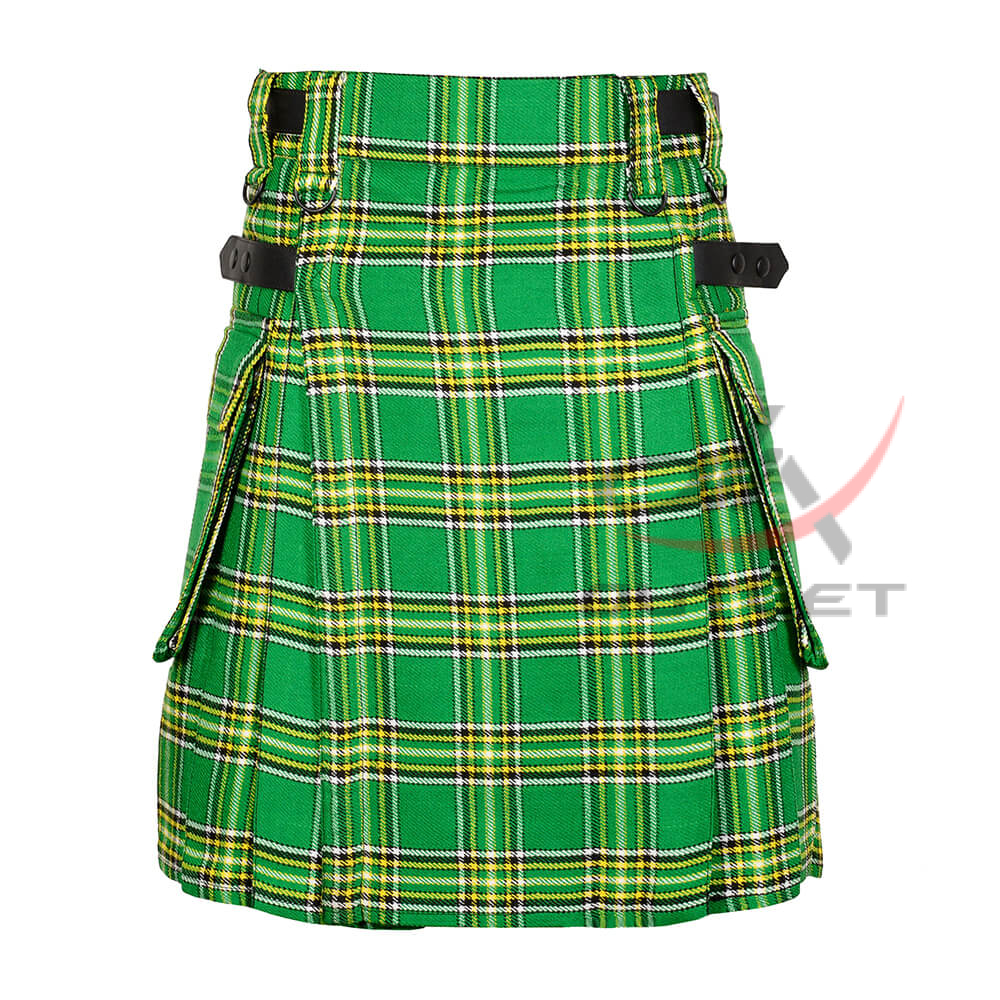 irish-national-tartan-utility-kilt-front Irish Heritage Tartan Utility Kilt