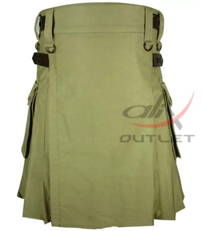 Olive Green Utility Cotton Kilt