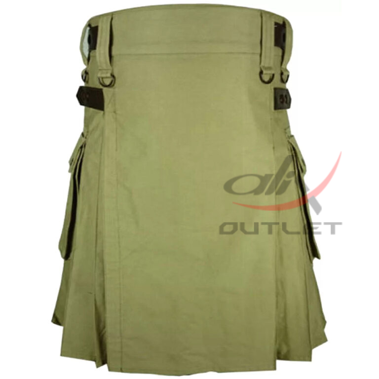 Olive Green Utility Cotton Kilt