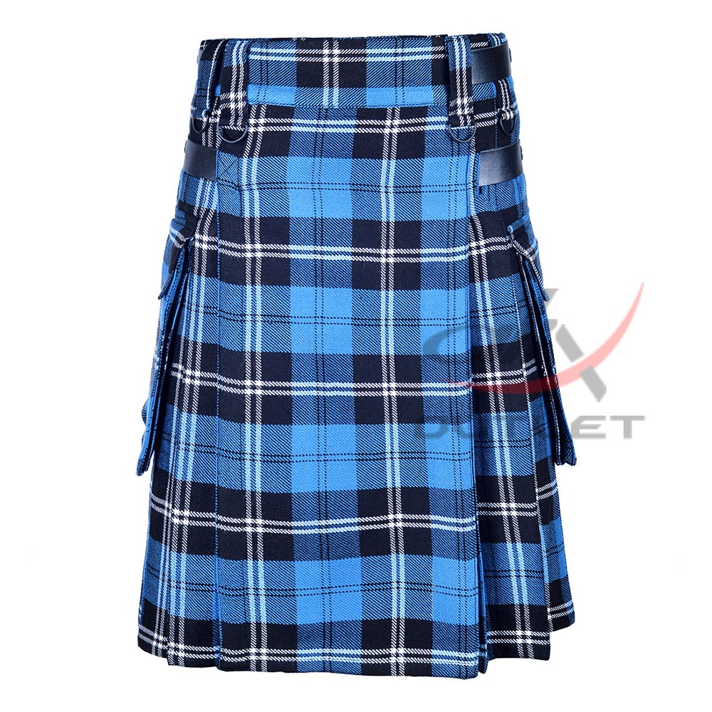 ramsay-blue-hunting-tartan-utility-kilt-front Ramsey Blue Hunting Tartan Utility Kilt