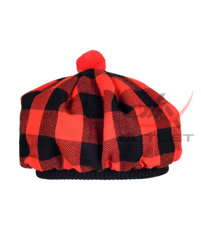 Red Black Rob Roy Tartan Tam o' Shatner Tammy Hat Flat Bonnet