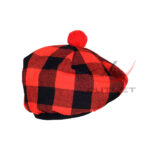 Red Black Rob Roy Tartan Tam o' Shatner Tammy Hat Flat Bonnet - Image 3