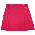 Ladies Red Cotton Deluxe Utility Kilt |Women Kilted Skirt with Cargo Pockets