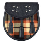 Scottish Sporran Rose Ancient Tartan Black Leather