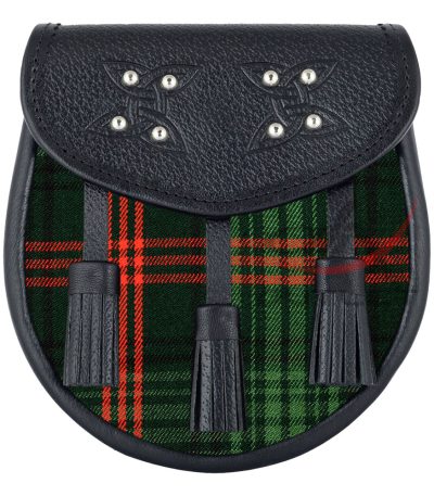Scottish Sporran Ross Hunting Modern Tartan Black Leather