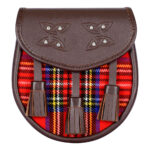 Scottish Sporran Royal Stewart Tartan Brown Leather