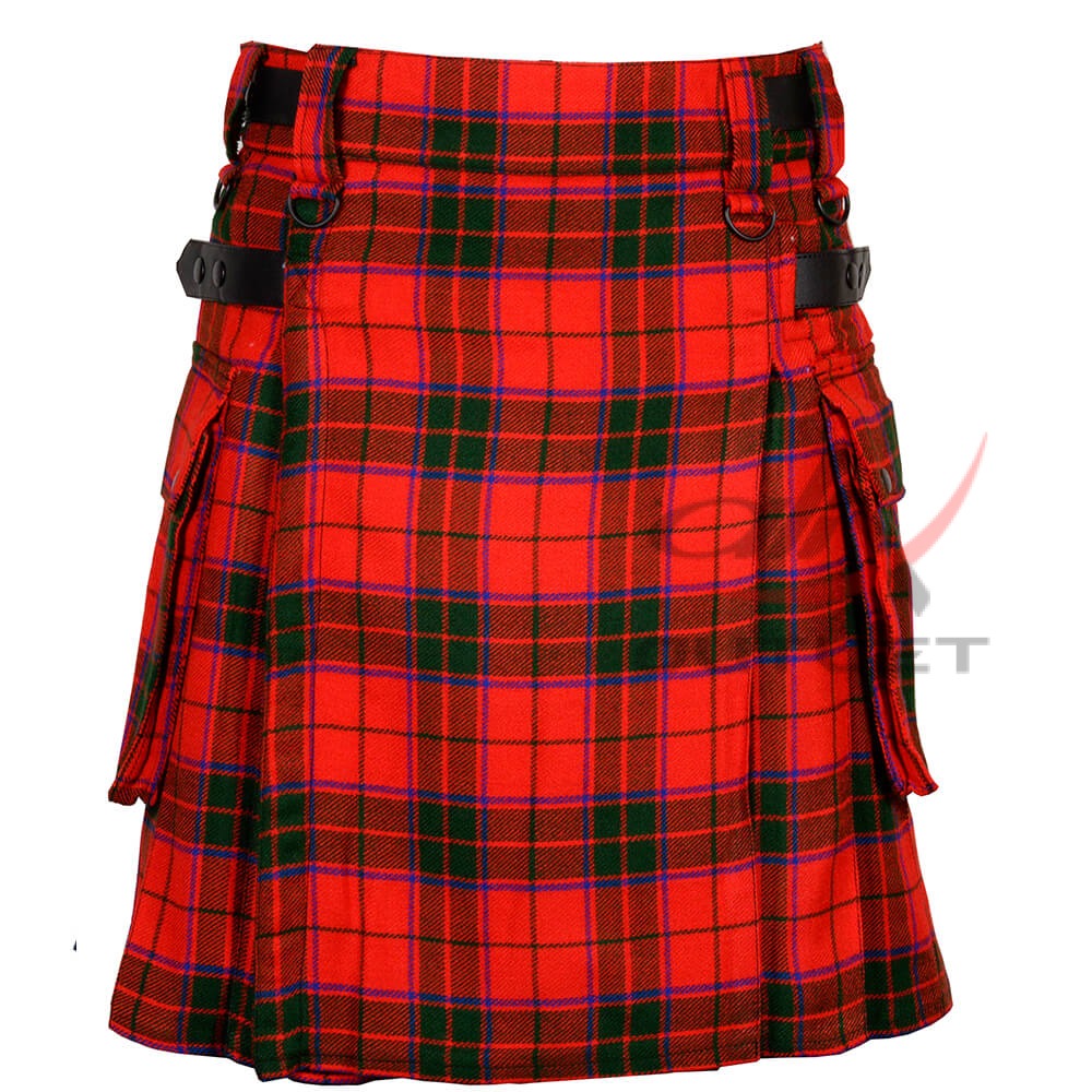 scottish-rose-tartan-utility-kilt-front Scottish Rose Tartan Kilt Modern Utility Kilts - Image 1