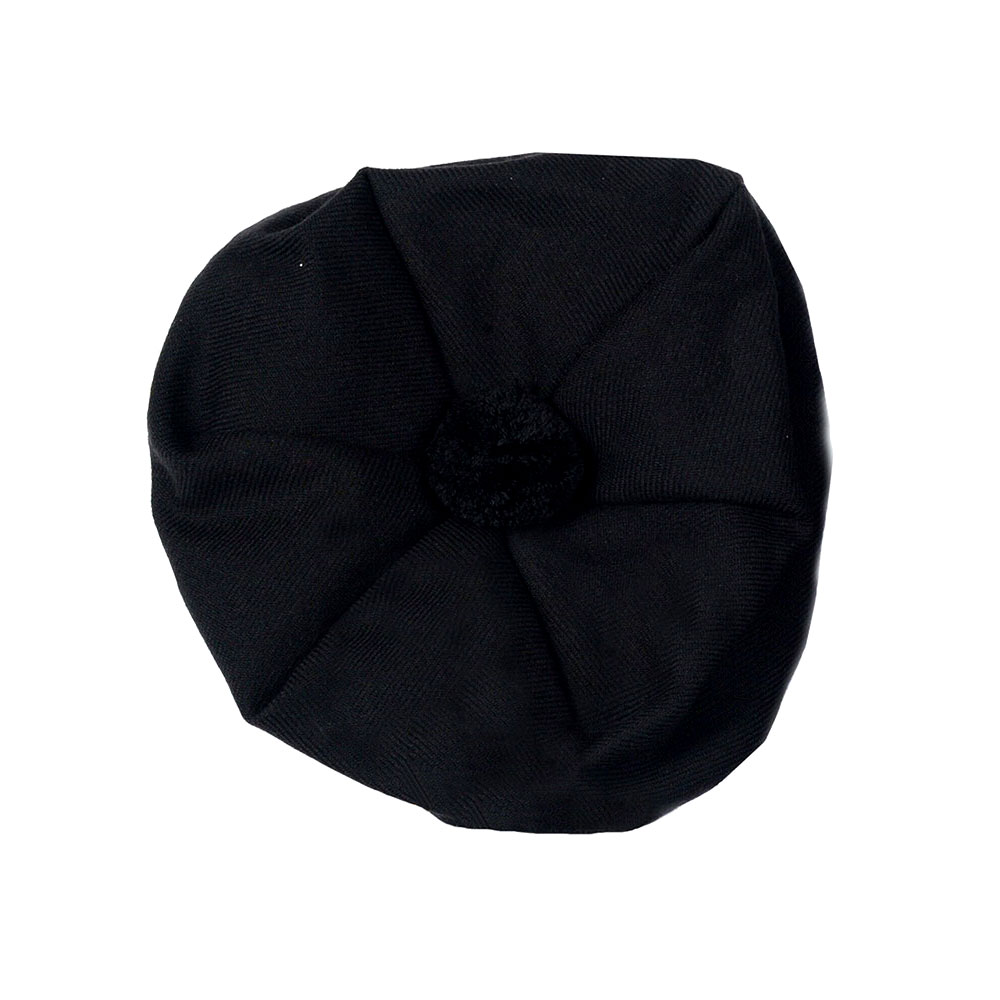 solid-black-tam-hat-1 Glengarry Hat Solid Black Tartan Scottish - Image 1