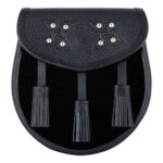 Scottish Sporran Solid Black Tartan Black Leather