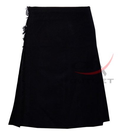 Solid Black Tartan 8 Yard Kilt for Men