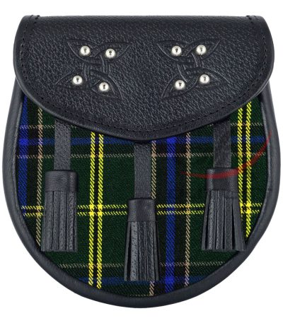 Scottish Sporran US Army Tartan Black Leather