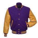 Letterman Jacket Voilet Wool & Leather Sleeves