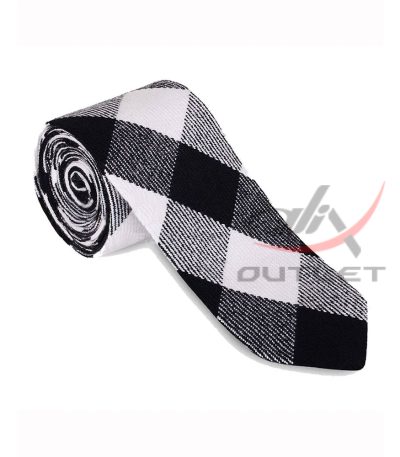 White Black Rob Roy Tartan NeckTie