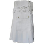 Men's White Cotton Utility Kilt with Front Buttons - Image 2