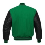 Varsity Letterman Baseball Green Wool & Leather Sleeves - Image 2